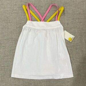 NEW Mini Boden white tank top with multicolored straps, girls 5/6